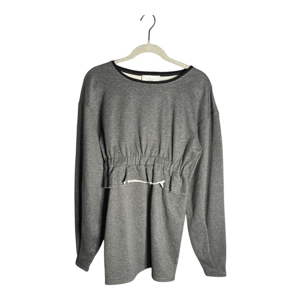 L’Academie Gray Long Sleeve Sweater Dress Middle Ruffle Small